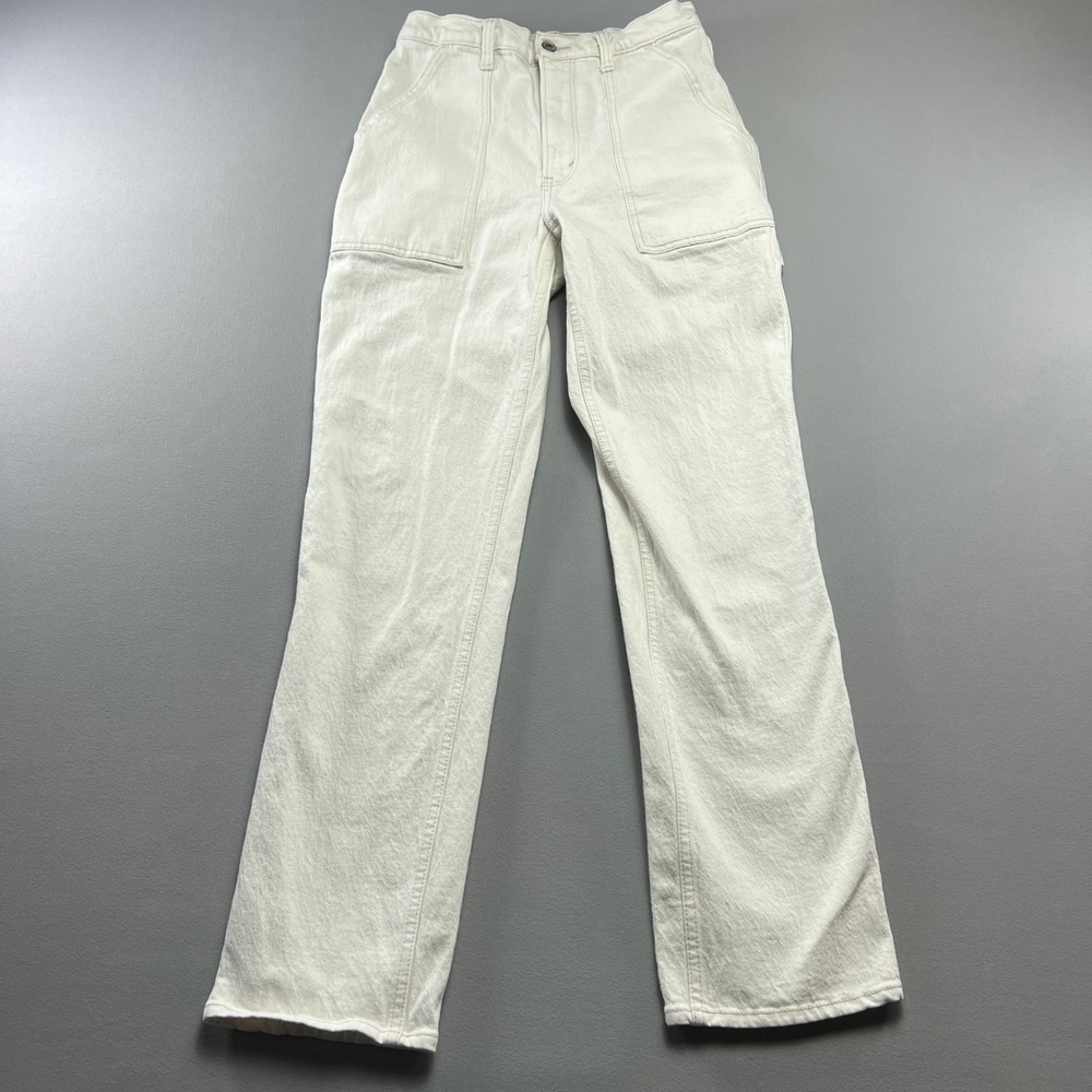 Abercrombie & Fitch 90s Straight Jeans Womens 4/27 Beige Denim Cotton Light Wash
